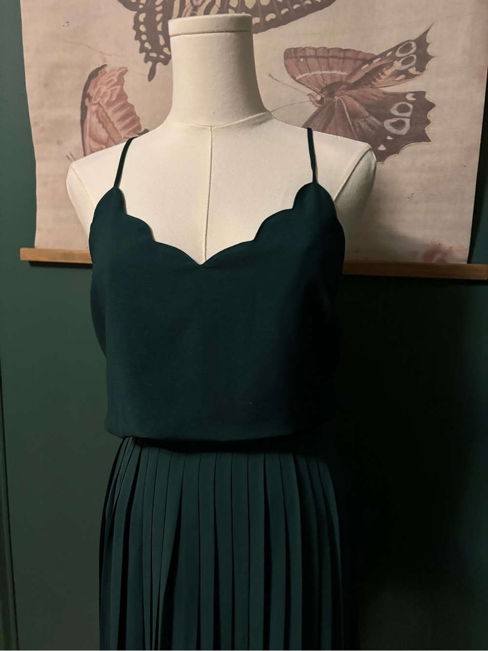 J.crew Scalloped Neck Dark Green Spaghetti Strap camisole top size 4